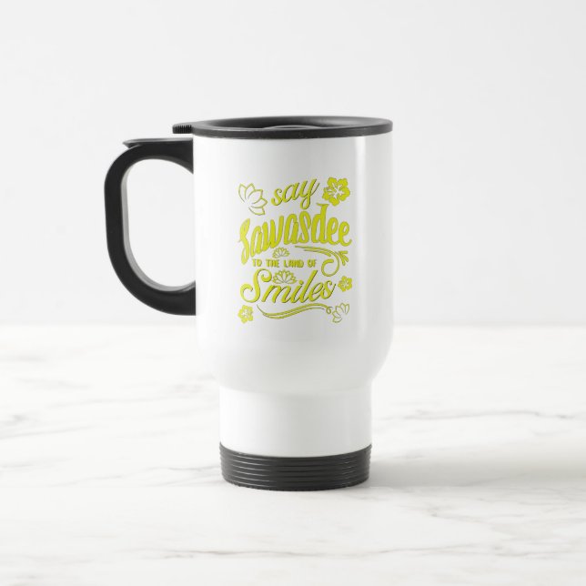 Caneca Térmica Tailândia diz Sawasdee à terra de sorrisos holida (Esquerda)