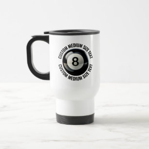 Caneca Térmica Tamanho Médio Texto Personalizado Branco Bola 8 Pe