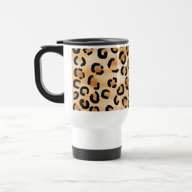 Caneca Térmica Tan, preto e teste padrão do impressão do leopardo (Esquerda)