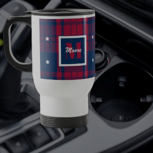 Caneca Térmica Tartan - Patriótico - Estrelas Brancas Azuis Verme