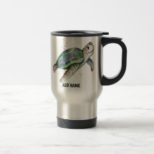 Caneca Térmica Tartaruga-do-mar Cega Aquarela Oceano Vida Adicion