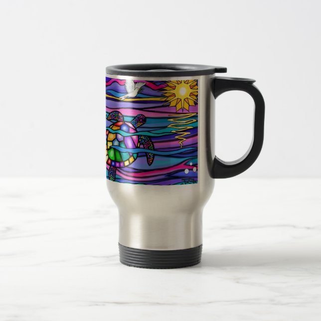 Caneca Térmica Tartaruga marinha (azul / rosa) (Direita)