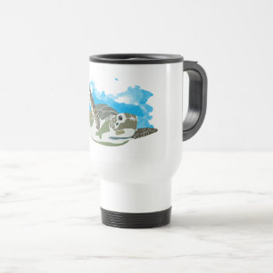 Caneca Térmica Tartaruga marinha Nadando Design de Aquarela