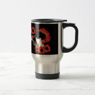 Caneca Térmica Tattoo inked girl entre as flores de papoila Art b