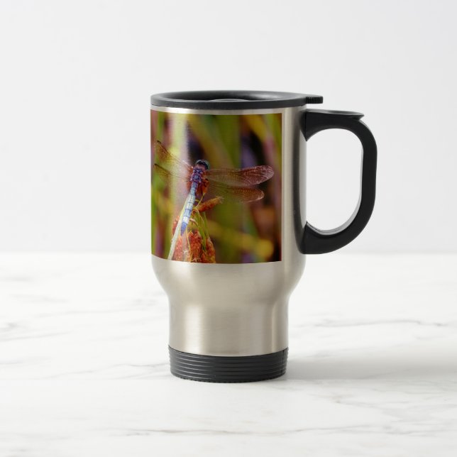 Caneca Térmica Teal Dragonfly na borda (Direita)