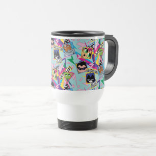 Caneca Térmica Teen Titans Go! Colagem em grupo dos anos 90