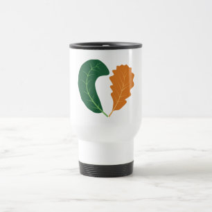 Caneca Térmica Tela de Folhas de Coração Terroso Moderno
