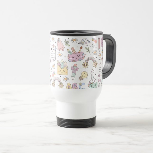 Caneca Térmica Tema de Design Escolar Groovy (Frente Esquerda)