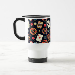 Caneca Térmica tema de padrão de cassino em preto