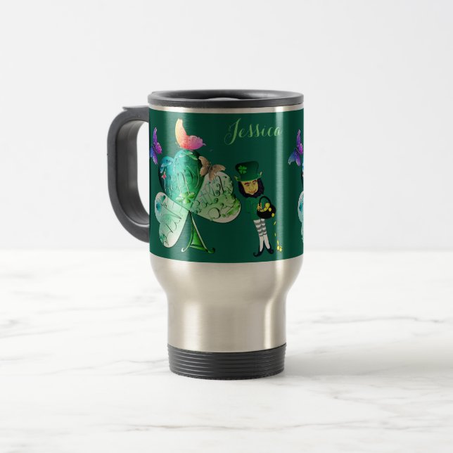 Caneca Térmica "Tenha uma Rua feliz. Dia de Patrick"Leprechaun (Frente Esquerda)