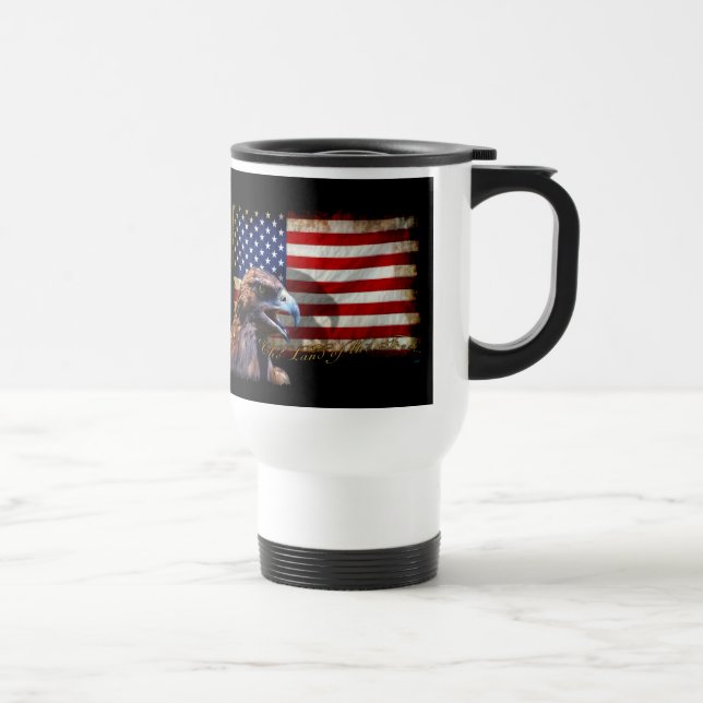 Caneca Térmica Terra da Bandeira e Águia Patriótica Livre dos EUA (Direita)