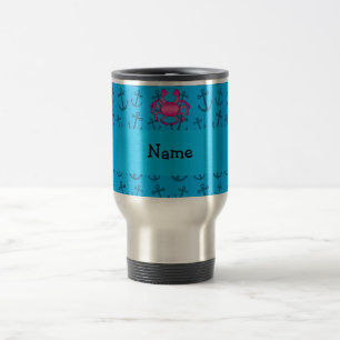 Caneca Térmica Teste padrão azul personalizado das âncoras do