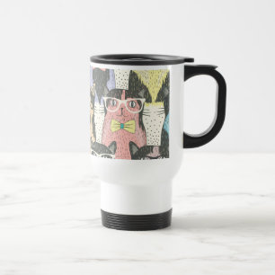 Caneca Térmica Teste padrão bonito dos gatos do hipster