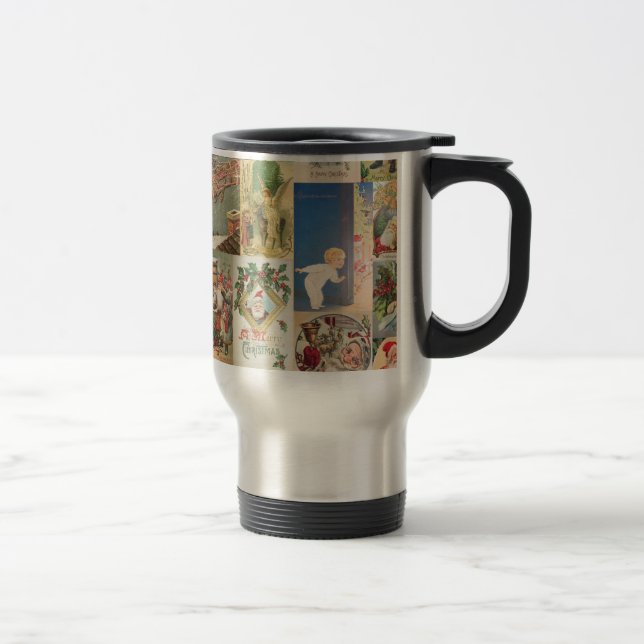 Caneca Térmica Teste padrão do feriado dos cartões do natal (Direita)