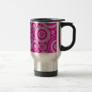 Caneca Térmica Teste padrão retro cor-de-rosa dos círculos