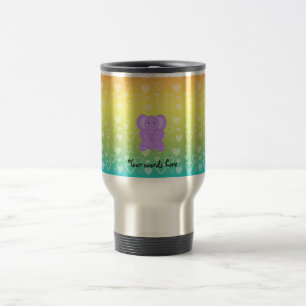 Caneca Térmica Teste padrão roxo dos corações do arco-íris do