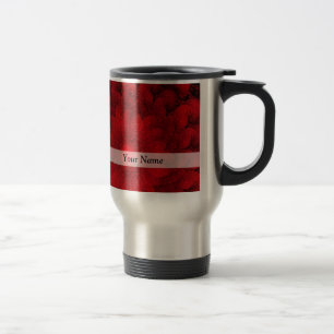 Caneca Térmica Teste padrão vermelho bonito moderno do fractal