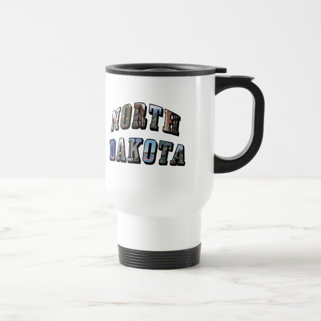 Caneca Térmica Texto de Imagem de Dakota do Norte (Direita)