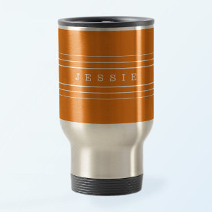 Caneca Térmica Texto Personalizado e Linhas Modernas Laranja