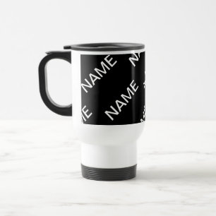 Caneca Térmica Texto personalizável   Preto e Branco Moderno Negr