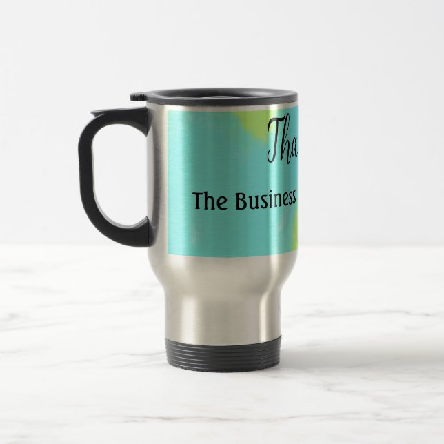 Caneca Térmica texto simples de agradecimento adicionar detalhes  (Esquerda)