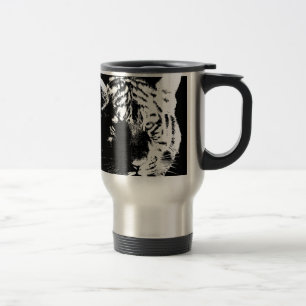 Caneca Térmica Tigre Pop de Arte Preto e Branco