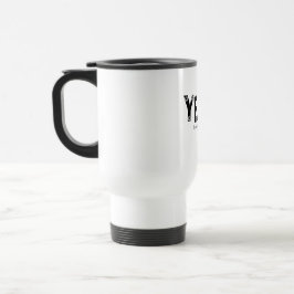 Caneca Térmica Tipografia cinza negrito YEET com balas de design