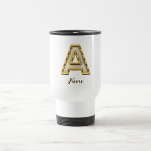 Caneca Térmica Tipografia Inicial Personalizada A Monograma Doura