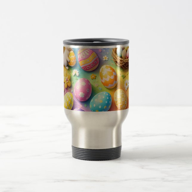 Caneca Térmica Title whimsical Easter bunny and colourful egg pat (Centro)