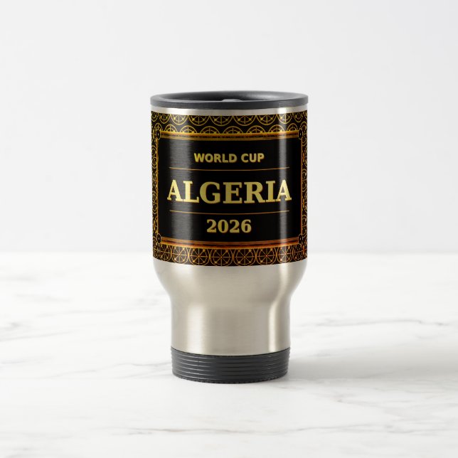 Caneca Térmica TÍTULO: Fã de Futebol da Argélia 2026 Luxo Ouro Pr (Centro)