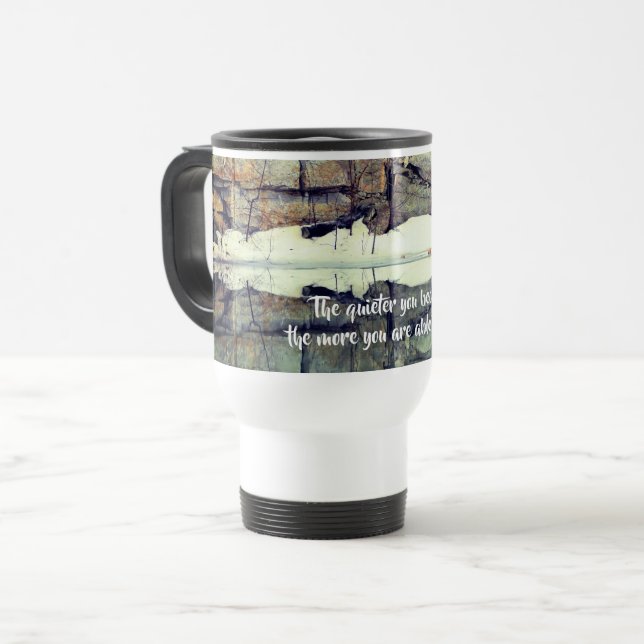 Caneca Térmica Torne-se silencioso Rumi Cotação Inspiracional (Frente Esquerda)