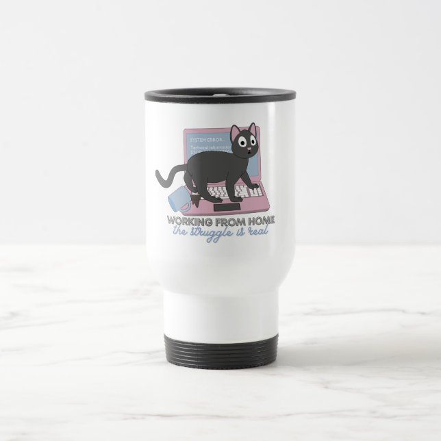 Caneca Térmica Trabalhando de casa - A luta é real com gatos (Centro)