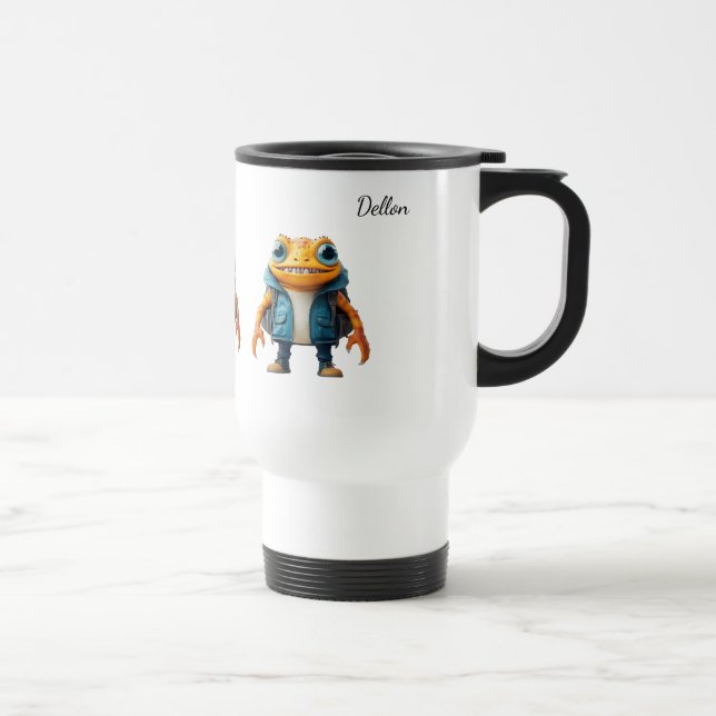 Caneca Térmica Travel mug with custom name and frog image (Direita)