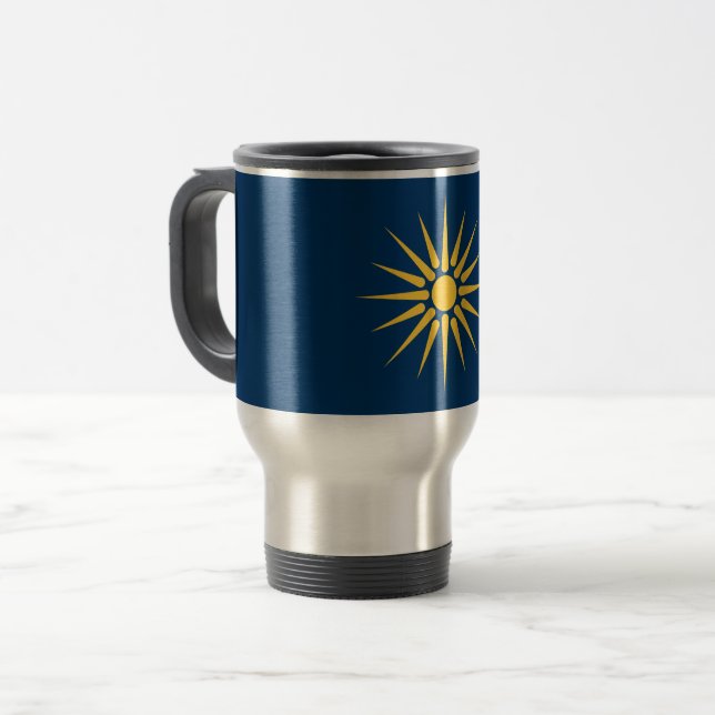 Caneca Térmica Travel Mug with Flag of Macedonia, Greece (Frente Esquerda)