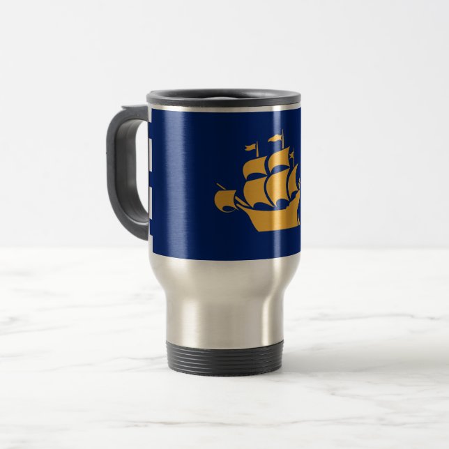 Caneca Térmica Travel Mug with Flag of Quebec City, Canada (Frente Esquerda)