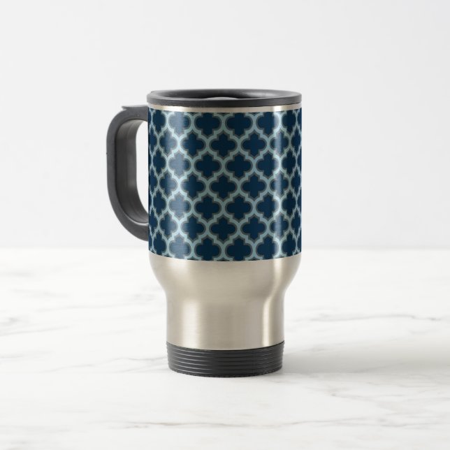 Caneca Térmica Trellis Azul e Bebê, Latite, Quatrefoil (Frente Esquerda)