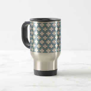 Caneca Térmica Trellis branca e azul-bebê, lete, quatrefoil