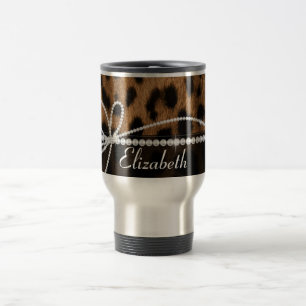 Caneca Térmica Trendy chic girly faux marrom leopardo negro