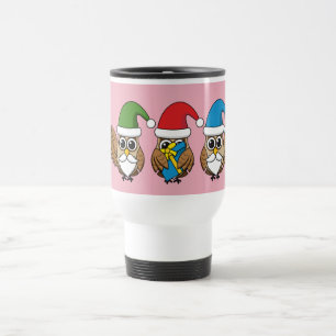 Caneca Térmica Três Corujas Engraçadas de Gnomo de Natal