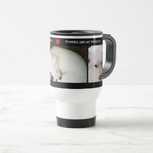 Caneca Térmica Três fotos bonitas de um lindo cachorro preto bran