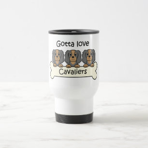 Caneca Térmica Três Spaniels de rei Charles descuidados