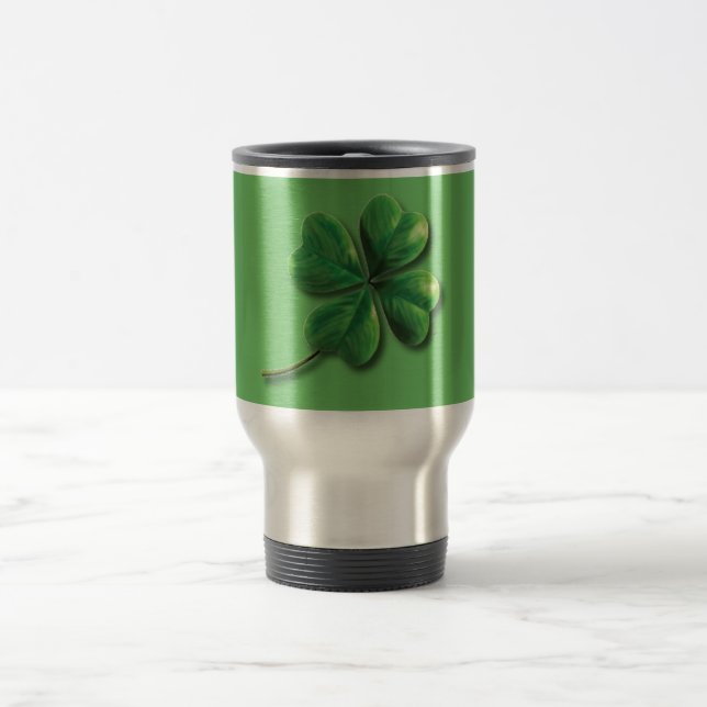 Caneca Térmica Trevo Irlandês Verde Moderno (Centro)