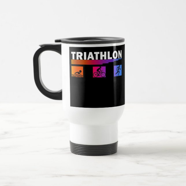 Caneca Térmica Triathlon: Apanhando a Natação, bicicleta, corra (Esquerda)