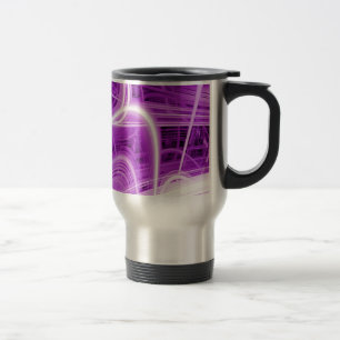 Caneca Térmica Trilhas de luz abstratas em um fundo roxo