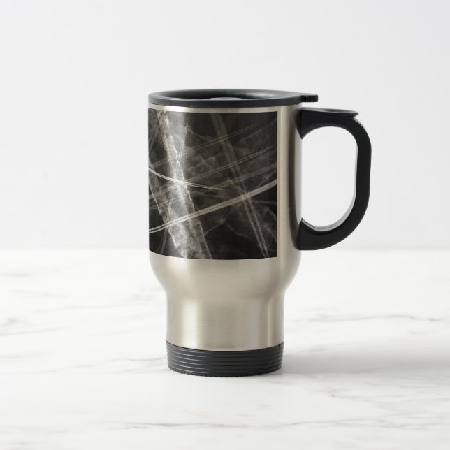 Caneca Térmica Trilhos de jato preto e branco (Direita)