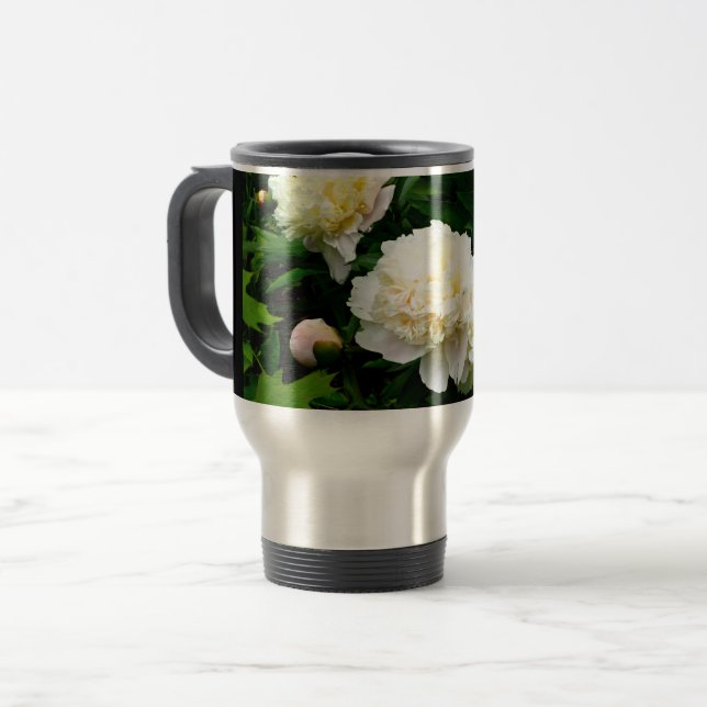 Caneca Térmica Trio de Peônia Branca (Frente Esquerda)