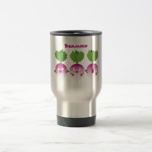Caneca Térmica Trio de vegetais de nabo fofo cantando desenho ani