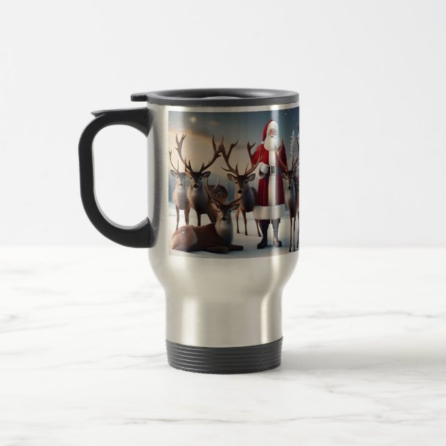 Caneca Térmica Tripulação de papais noeis: Pai Natal Possui Renas (Esquerda)