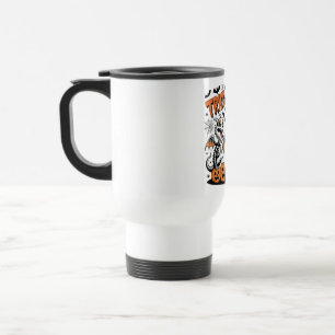 Caneca Térmica Truque ou cerveja Skeleton Dragões Arte Halloween