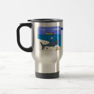 Caneca Térmica Tubarão-cama engraçado e desenho animado